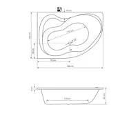 AQUALINE CIDLINA 150 vana 150x105x45cm, levá, bílá (4)