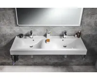 SAPHO FLAVIA dvojumyvadlo, litý mramor, 140x50cm, bílá (4)