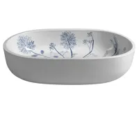 SAPHO PRIORI keramické umyvadlo na desku, 60x40cm, bílá s modrým vzorem (5)