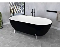 POLYSAN REDUTA volně stojící vana litý mramor 150x75x46cm, černá/bílá (3)