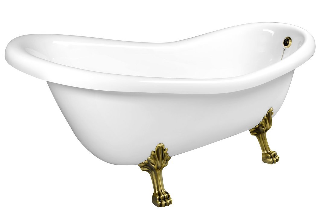 Polysan retro volně stojící vana 147x69,5x67,5cm, nohy bronz, bílá