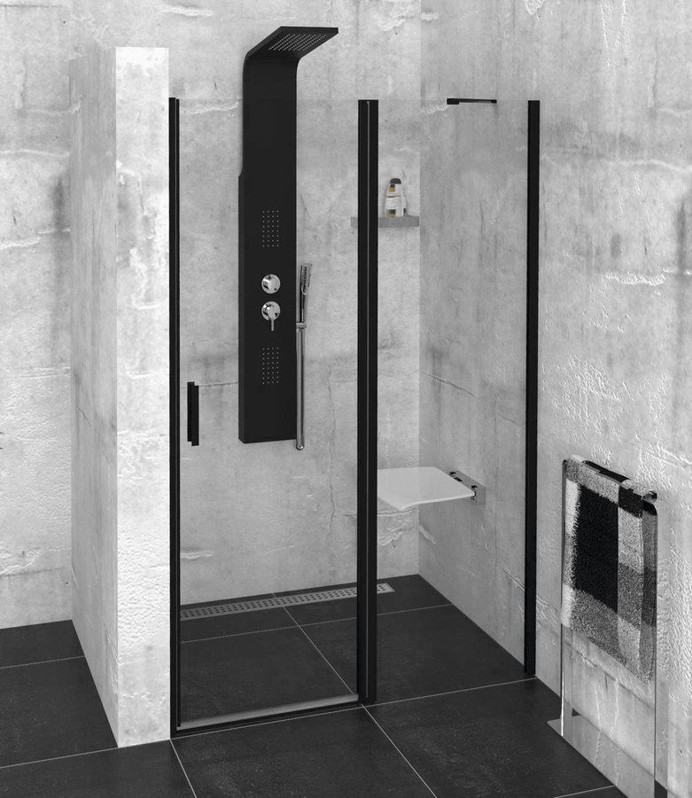 POLYSAN ZOOM BLACK sprchové dveře 1400mm, čiré sklo