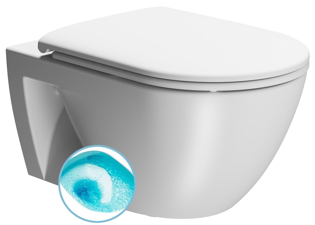 Gsi pura eco závěsná wc mísa, swirlflush, 36x55cm, bílá dual-mat