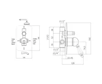 SAPHO KIRKÉ CRYSTAL podomítková sprchová baterie, 2 výstupy, páčka krystal, zlato (4)