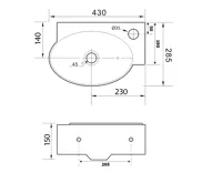 SAPHO RIBERA keramické umývátko rohové 43x28,5 cm, otvor pro baterii vpravo, bílá (9)