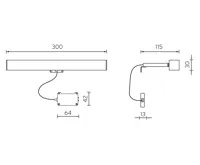 AQUALINE VERONICA LED svítidlo, 6 W, 300x30x115 mm, IP44, chrom (7)