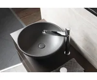 SAPHO TURF betonové umyvadlo na desku, včetně výpusti, Ø 44cm, černý granit (7)