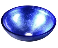 SAPHO MURANO BLU skleněné umyvadlo na desku, průměr 40cm, modrá