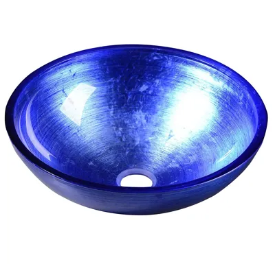 SAPHO MURANO BLU skleněné umyvadlo na desku, průměr 40cm, modrá