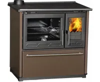 PLAMEN Sporák na tuhá paliva s teplovodním výměníkem TERMO GLAS - L hnědý