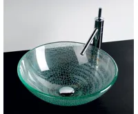 SAPHO ICE skleněné umyvadlo na desku Ø 42cm, čirá s pískováním (3)