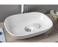 SAPHO ERIDAN umyvadlo na desku, litý mramor, 50x35cm, kryt výpusti, bílá (6)