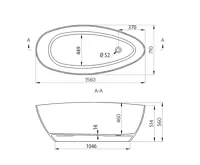 GELCO ELIPSIE volně stojící vana 1570x700x560mm, litý mramor, bílá lesk (7)