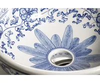 SAPHO PRIORI keramické umyvadlo na desku, Ø 41 cm, bílá s modrým vzorem (7)