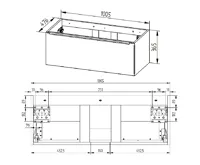 Mailo, koupelnová skříňka, dub, 1 zásuvka, 1010x470x480 mm (1)