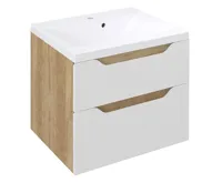 SAPHO WAVE umyvadlová skříňka 60x65x47,8cm, bílá/dub alabama