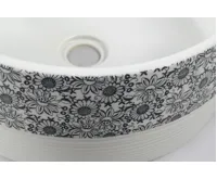 SAPHO PRIORI keramické umyvadlo na desku, Ø 41 cm, bílá s modrým vzorem (9)