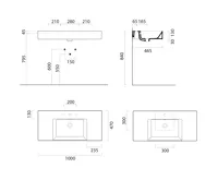 GSI KUBE X keramické umyvadlo 100x47cm, s odkládacími plochami, bílá mat (6)