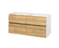 Opto, koupelnová skříňka, bílá/dub, 2 zásuvky, 1210x580x458 mm