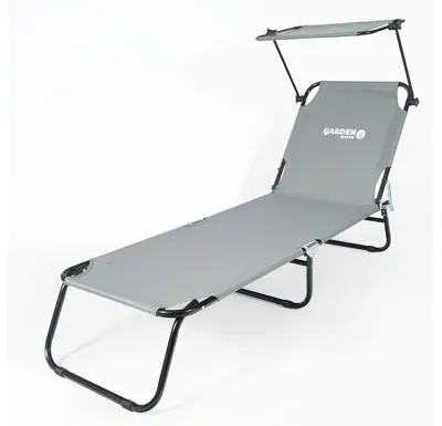 Garden King Zahradní lehátko se stříškou šedá