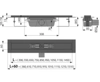ALCAPLAST Sprchový liniový žlab nerezový, s okrajem, pro perforovaný rošt, černá-mat, délka 1150 mm APZ1BLACK-1150 (1)