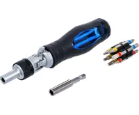 BGS Šroubovák ráčnový s kloubem +bity, 14dílů