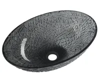 SAPHO PURUS skleněné gravírované umyvadlo na desku, 50x36cm, černá SAPHO PURUS skleněné gravírované umyvadlo na desku, 50x36cm, černá