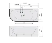 POLYSAN VIVA R MONOLITH asymetrická vana 170x75x60cm, bílá/černá (8)