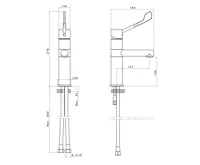 SAPHO LEA stoj. um. baterie vysoká, otočná hubice, lékařská páka, chrom (2)