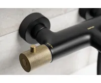 SAPHO SOLARIS nástěnná vanová termostatická baterie, černá/zlato mat (5)