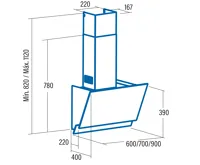 CATA Odsavač par JUNO A+, nerez, bílé sklo 600mm (1)