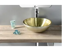 SAPHO MURANO SOFT BROWN skleněné umyvadlo na desku, průměr 40cm, zlatá/stříbrná (4)