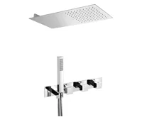 SAPHO Podomítkový sprchový set s termostatickou baterií a držákem ruční sprchy, 2 výstupy, hranatá, chrom