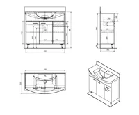 AQUALINE ZOJA umyvadlová skříňka 93x74x34cm, bílá (5)
