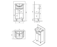 AQUALINE ZOJA umyvadlová skříňka 41,5x74x25,3cm, bílá (5)