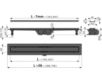 ALCAPLAST Sprchový liniový žlab plastový, s okrajem a oboustranným roštem (plný / vložení dlažby), černá-mat, délka 950 mm APZ19BLACK-950