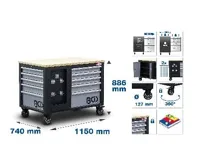 BGS Dílenský vozík, 2× 5 zásuvek, 1 skříňka, prázdný (1)