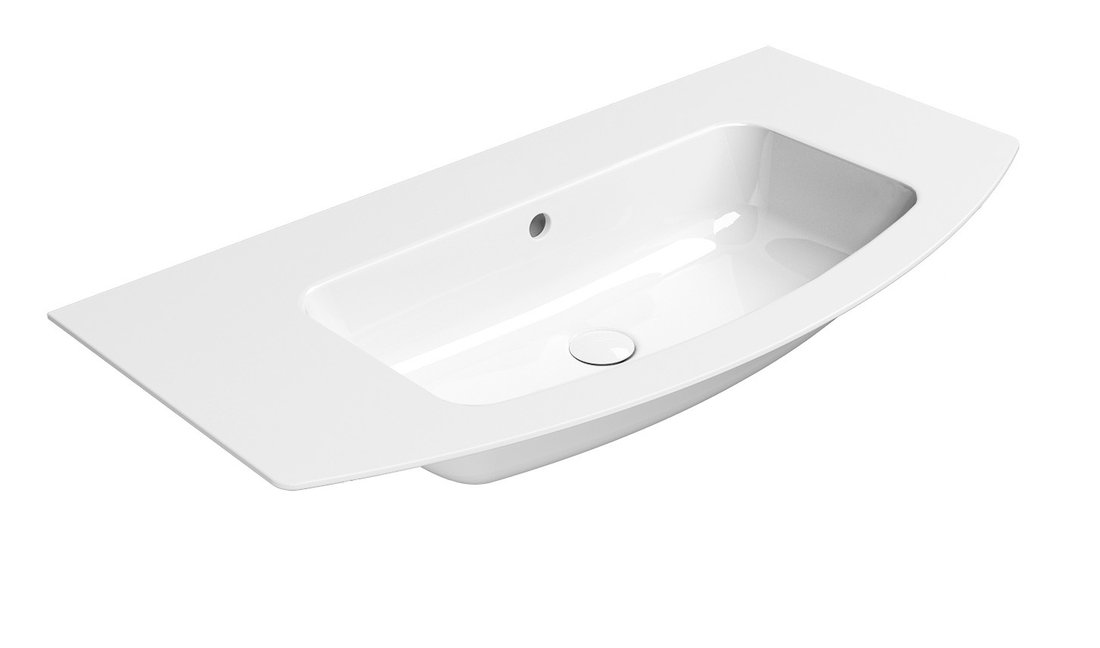 Gsi pura keramické umyvadlo slim oblé 102x52cm, bez otvoru, bílá extraglaze