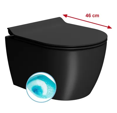 GSI PURA SHORT závěsná WC mísa, Swirlflush, 35x46cm, černá dual-mat
