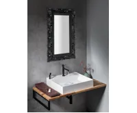 SAPHO SAMBLUNG zrcadlo ve vyřezávaném rámu 40x70cm, černá (6)