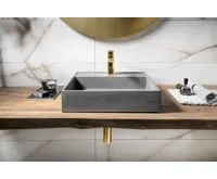 SAPHO QUADRADO betonové umyvadlo včetně výpusti, 46x46cm, černý granit (8)