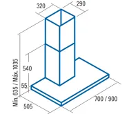 CATA Odsavač par LEGEND A+, nerez 900mm (1)