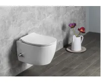 ISVEA SENTIMENTI CLEANWASH závěsná WC mísa, integrovaný ventil a bidet. sprška, Rimless, 36x51cm, bílá (7)