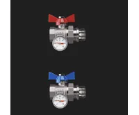 WIGELL SADA Kulových kohoutů NIKL s teploměry 1" přímý se šroubením k rozdělovači WIGELL SADA Kulových kohoutů NIKL s teploměry 1" přímý se šroubením k rozdělovači