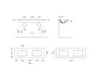 GSI PURA keramické dvojumyvadlo Slim 142x46cm, černá mat (4)