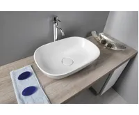 SAPHO ERIDAN umyvadlo na desku, litý mramor, 50x35cm, kryt výpusti, bílá (4)