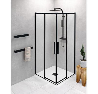 POLYSAN ALTIS BLACK čtvercový sprchový kout 800x800 mm, rohový vstup, čiré sklo