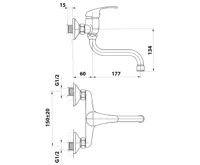 AQUALINE AQUALINE 35 nástěnná baterie, ramínko S, chrom (4)