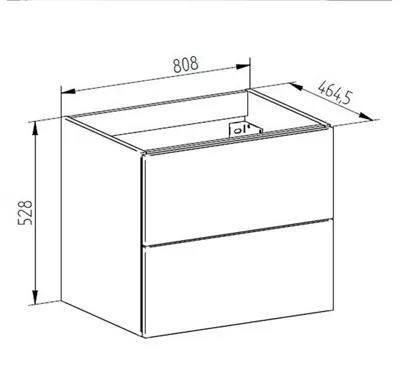 Aira desk, koupelnová skříňka, dub, 2 zásuvky, 810x530x460 mm