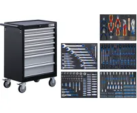 BGS Dílenský vozík, 7 zásuvek, se 246 nástroji